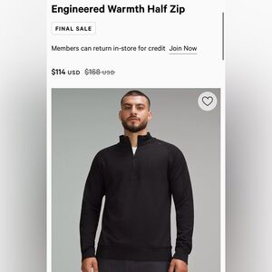 NWT Engineered Warmth Half Zip Small